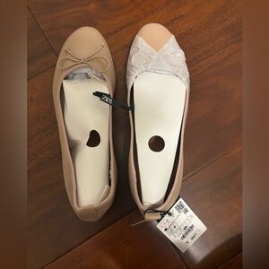 Zara nude ballet flats size 8 new with tags
